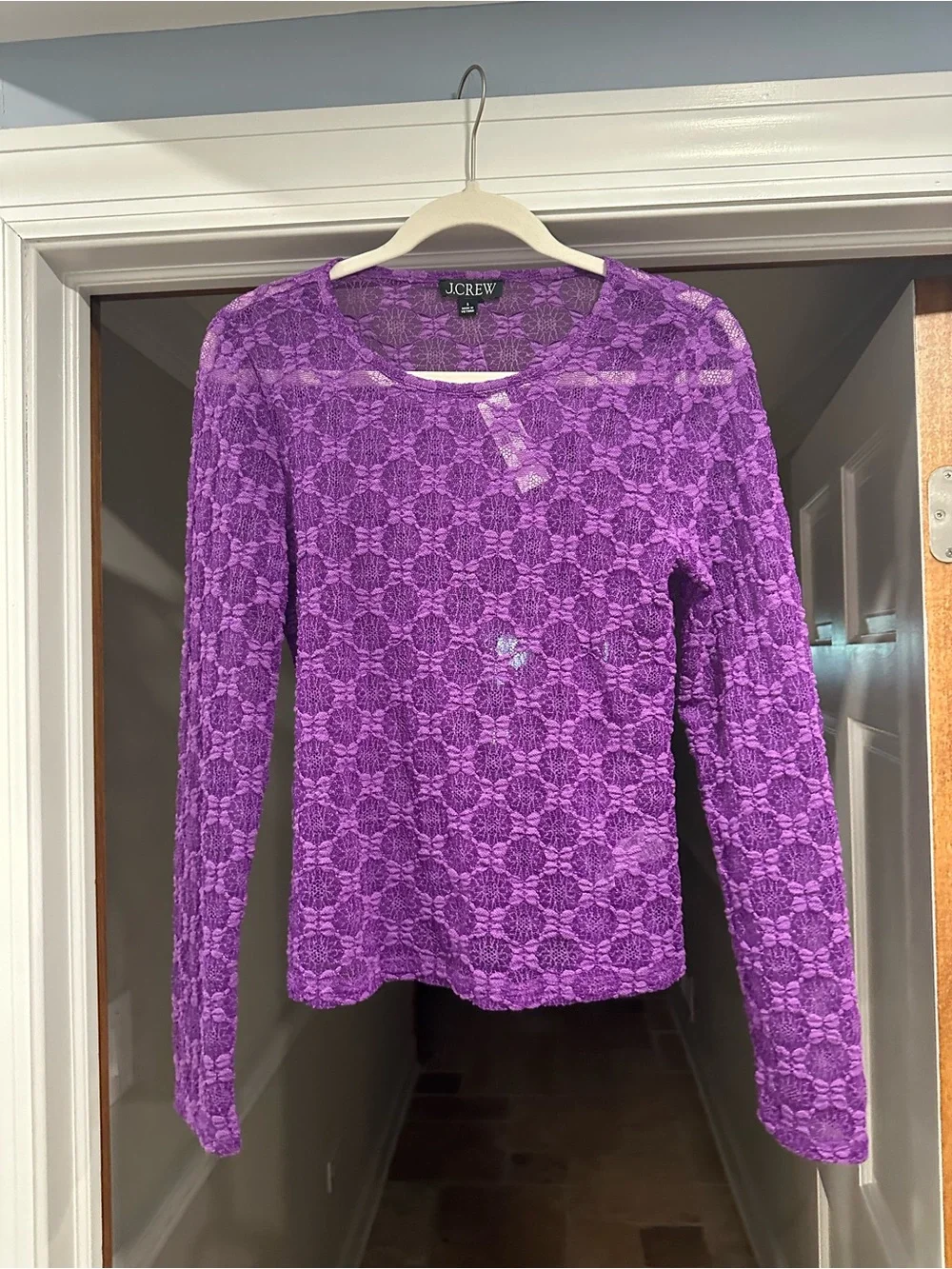 J.Crew Purple Lace Long Sleeve Top